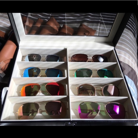Sunglasses shades leather display case